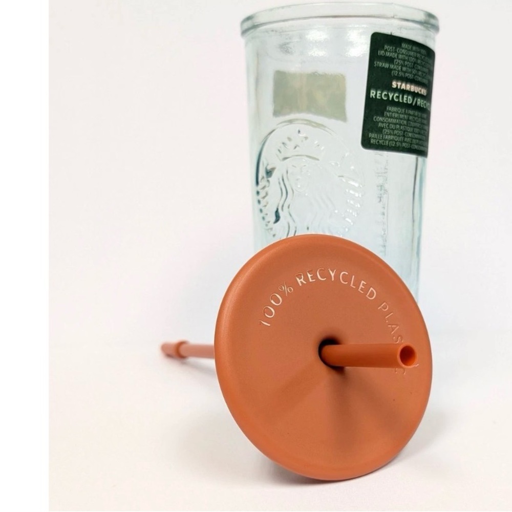 Starbucks triangle Eco-Friendly Recycled Glass Tumbler with Straw - - Picture 4 of 5